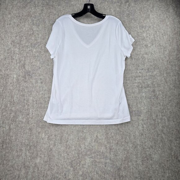 Banana Republic Womens White V-Neck Short Sleeve Timeless Tee L Modal Blend - Picture 2 of 5